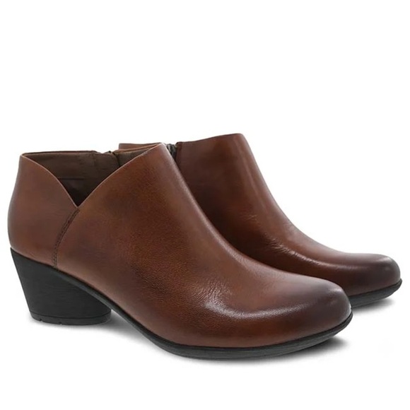 Dansko Raina Leather Zip Up Ankle Booties Chestnut Brown Size 6.5 7 (37) NEW - Picture 1 of 11
